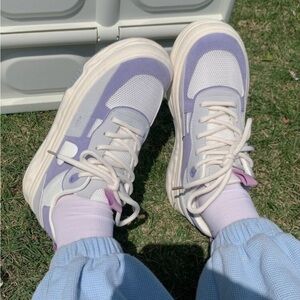 Women's Purple and White Heart Sneakers